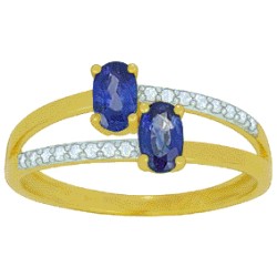 Bague Or et Saphir  & Diamants